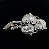 Sterling Kalo Three Leaf Large Pin w/Beads Handwrought by Bjarne Axness (#J6831)