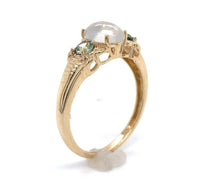 10k Yellow Gold 1.06ct Genuine Natural Moonstone and Green Sapphire Ring #J6462