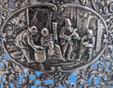 830 Silver Liquor Set 3-pc silver tops and hand engraved bottles Dutch #4344-2