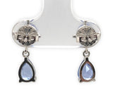 Platinum 2.41 Carat TW Round and Pear Shaped Genuine Sapphire Earrings (#J7541)