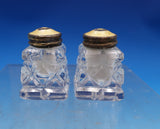 Norwegian Sterling Silver Glass Salt Pepper Shaker Set Yellow Enamel (7437)