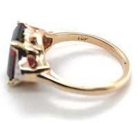 10k Yellow Gold 3.86 Carat Emerald Cut Genuine Natural Garnet Ring (#J6554)