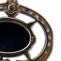 14k Gold Genuine Natural Black Opal and Diamond Pendant with GIA Report (#J6594)