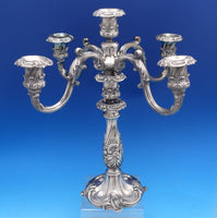 Burgundy by Reed and Barton Silverplate Candelabra Pair 5-Light #74 15" (#8258)