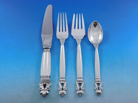 Acorn by Georg Jensen Sterling Silver Flatware Dinner Set 8 - 75 pcs GJ mark XL