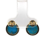 14k Gold 6.86 Carat TW Ithaca Peak Blue Genuine Turquoise Stud Earrings (#J7138)