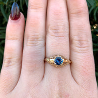 14k Yellow Gold Filigree Ring with .63ct Genuine Natural Sapphire (#J6403)