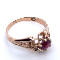 10k Rose Gold Victorian .49ct Genuine Natural Ruby Buttercup Ring (#J5168)
