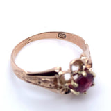 10k Rose Gold Victorian .49ct Genuine Natural Ruby Buttercup Ring (#J5168)