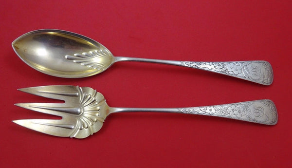 Clematis by Gorham Sterling Silver Salad Serving Set 2pc AS Gold Washed 11 1/4"