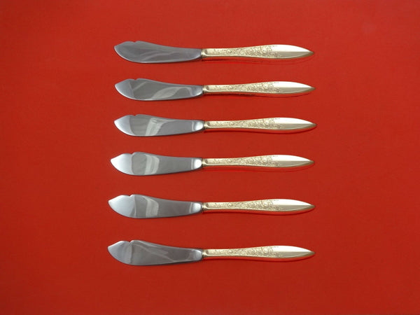White Paisley by Gorham Sterling Silver Trout Knife Set 6pc. HHWS Custom 7 1/2"