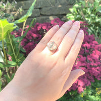 14k White Gold Filigree Genuine Natural Rock Crystal Diamond Ring (#J6207)