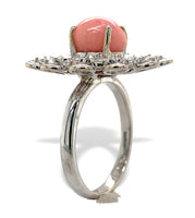 18k White Gold 3.46 Carat Conch Pearl and Rose Cut Diamond Ring w/ Report #J7224