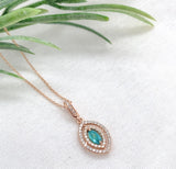 14k Rose Gold Brazilian .20ct Paraiba Genuine Tourmaline Diamond Pendant #J7433