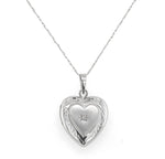 14k White Gold Heart Locket with Genuine Natural Diamond and Chain (#J6672)