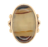 10k Yellow Gold Banded Genuine Natural Agate Ring Size 5 Jewelry (#J7271)