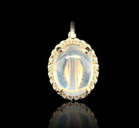 14k Gold 1.80ct TW Genuine Moonstone and Diamond Halo Leverback Earrings #J7126