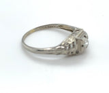 18k White Gold Filigree Genuine Natural Diamond Ring w/Pcd Chevron Design #J5946