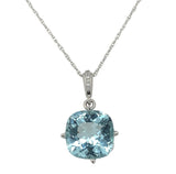 Platinum 4.75 Carat Genuine Natural Aquamarine and Diamond Pendant (#J7231)