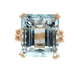 14k Yellow Gold 10 Carat Emerald Cut Genuine Natural Aquamarine Ring (#J7415)
