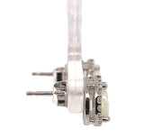 Platinum Pear Shape Australian Genuine Opal Diamond Halo Stud Earrings (#J7425)