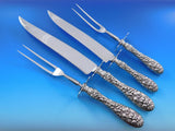Rose by Stieff Sterling Silver Flatware Set For 8  Service 109 Pieces Repousse