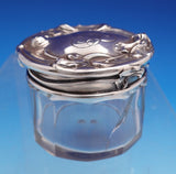 Art Nouveau Sterling Silver Glass Dresser Jar w/ Woman Bell Shaped Flowers #9235