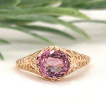 14k Yellow Gold Filigree 1.32 Carat Pink Genuine Natural Spinel Ring (#J7196)