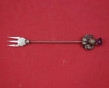 English Estate Sterling Silver Cocktail Fork Birmingham 1920 purple glass 4 3/4"