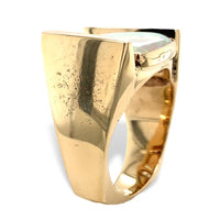 14k Yellow Gold Heavy Custom Australian Genuine Natural Opal Ring 9.5 (#J7314)