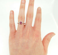 14k Rose Gold .72ct Pink Genuine Natural Sapphire Ring with Diamond Halo #J4450