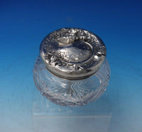 Floral by Unger Sterling Silver Powder Jar with Cut Crystal 3 1/4" Tall (#5154)