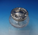 Floral by Unger Sterling Silver Powder Jar with Cut Crystal 3 1/4" Tall (#5154)