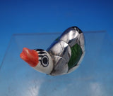 Mexican Silverplate and Pottery Figurine Duck 1 1/2" x 2" x 1 1/8" (#6836-2)