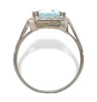 14k White Gold Filigree 3.12 Carat Genuine Natural Aquamarine Ring (#J7158)