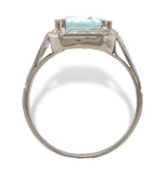 14k White Gold Filigree 3.12 Carat Genuine Natural Aquamarine Ring (#J7158)