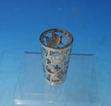 Mexican Mexico Shot Glass with Rose Motif Sterling Silver Overlay c.1960 (#5399)