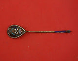 Russian Sterling Silver Sugar Spoon Vermeil Enameled 5 1/2" Serving Heirloom