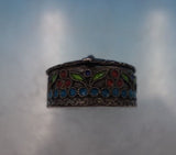 Asian .950 Silver Pill Box with Multi-Colored Enamel 5/8" x 1" .43 ozt. (#6856)