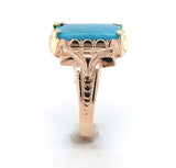 10k Rose Gold Ring with a 3.36 Carat Morenci Genuine Natural Turquoise (#J6563)
