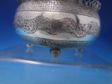 Middle Eastern Sterling Silver Bowl Basket with Swing Handle Hand Engraved #6498