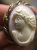 10k Yellow Gold Angel Skin Conch Shell Cameo Pin Pendant (#J337)