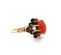 10k Yellow Gold Victorian Genuine Natural Coral Ring (#J5559)