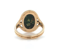 14k Yellow Gold Arts and Crafts Genuine Natural Turquoise Ring Handmade (#J6279)