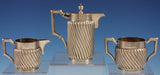 Austrian .800 Silver Tea Set / Demitasse Set 3pc Swirled Twist Design (#2828)