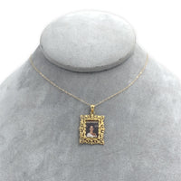 14k Yellow Gold Picture Frame Pendant with Chain Jewelry (#J7261)