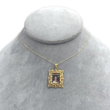 14k Yellow Gold Picture Frame Pendant with Chain Jewelry (#J7261)