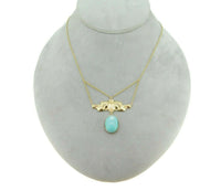 14k Gold Genuine Natural Turquoise Festoon Necklace Nouveau Style (#J4882)