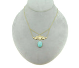 14k Gold Genuine Natural Turquoise Festoon Necklace Nouveau Style (#J4882)