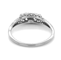 18k White Gold Three-Stone Genuine Natural Diamond Filigree Ring 8.75 (#J6821)